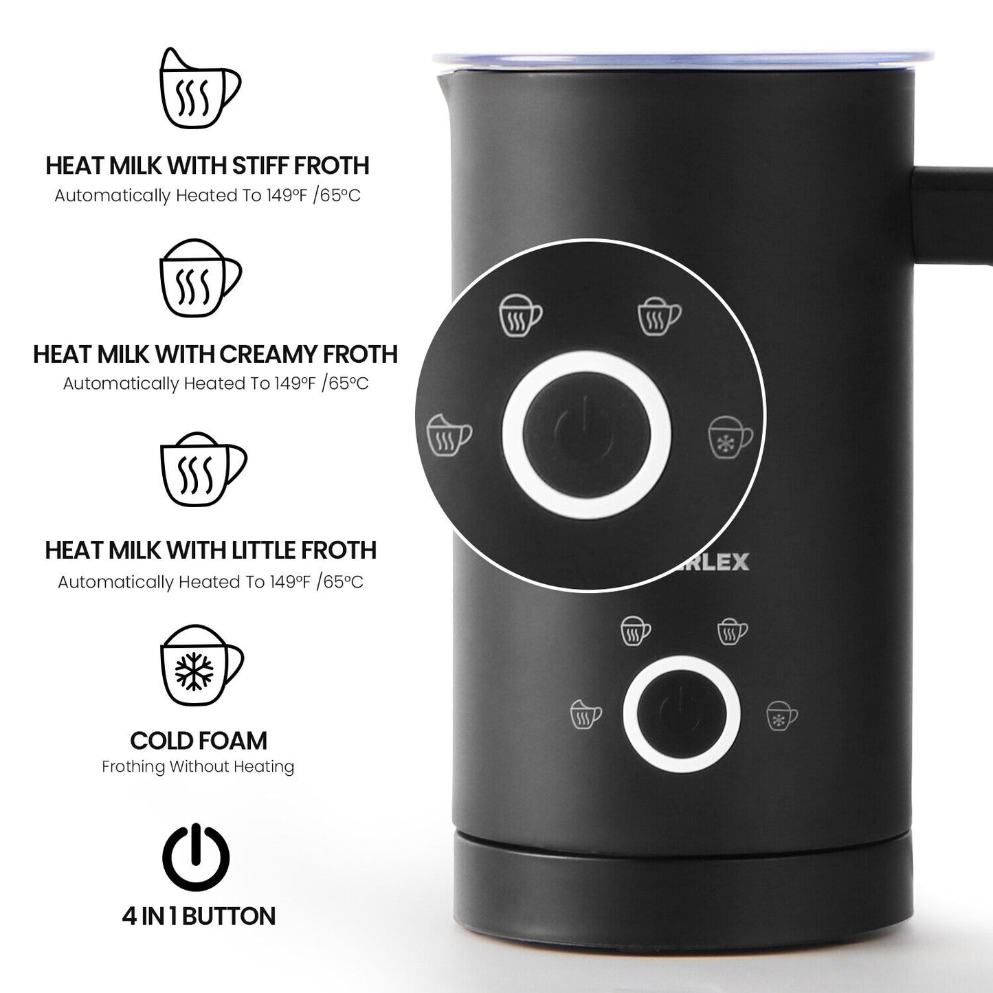SUPERLEX Electric Milk Steamer Foaming & Coffee, Latte, Cappuccino,Hot Chocolate