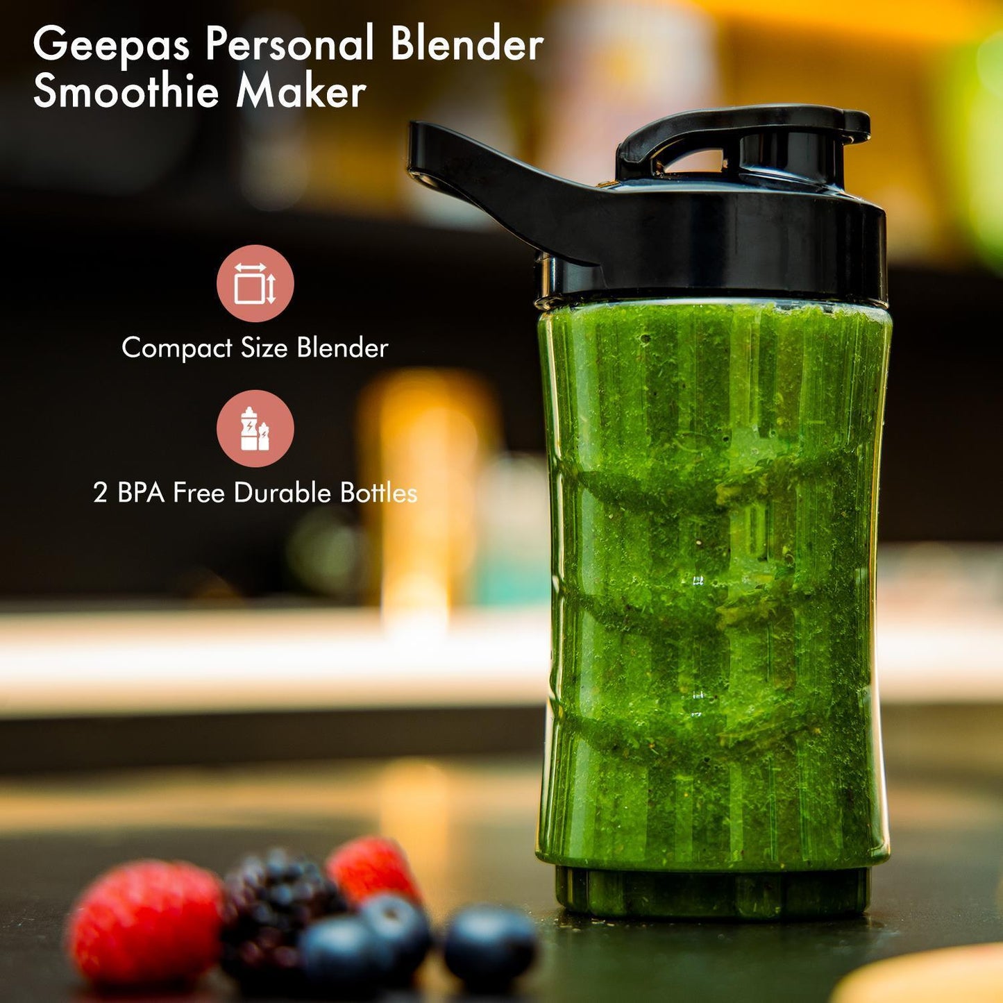 Personal Blender Smoothie Milkshake Maker Mini Travel Blender 2 Tritan Bottles