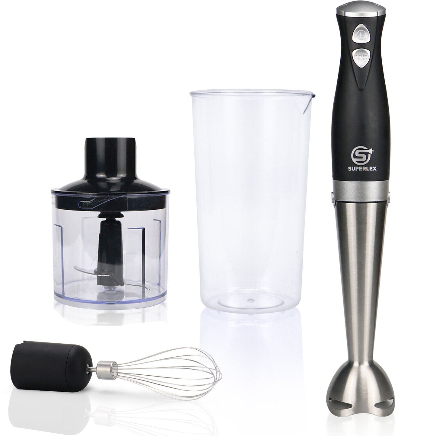 Handheld Blender Stick Food Processor Mixer Whisk & Chopper& Cup Stainless Steel