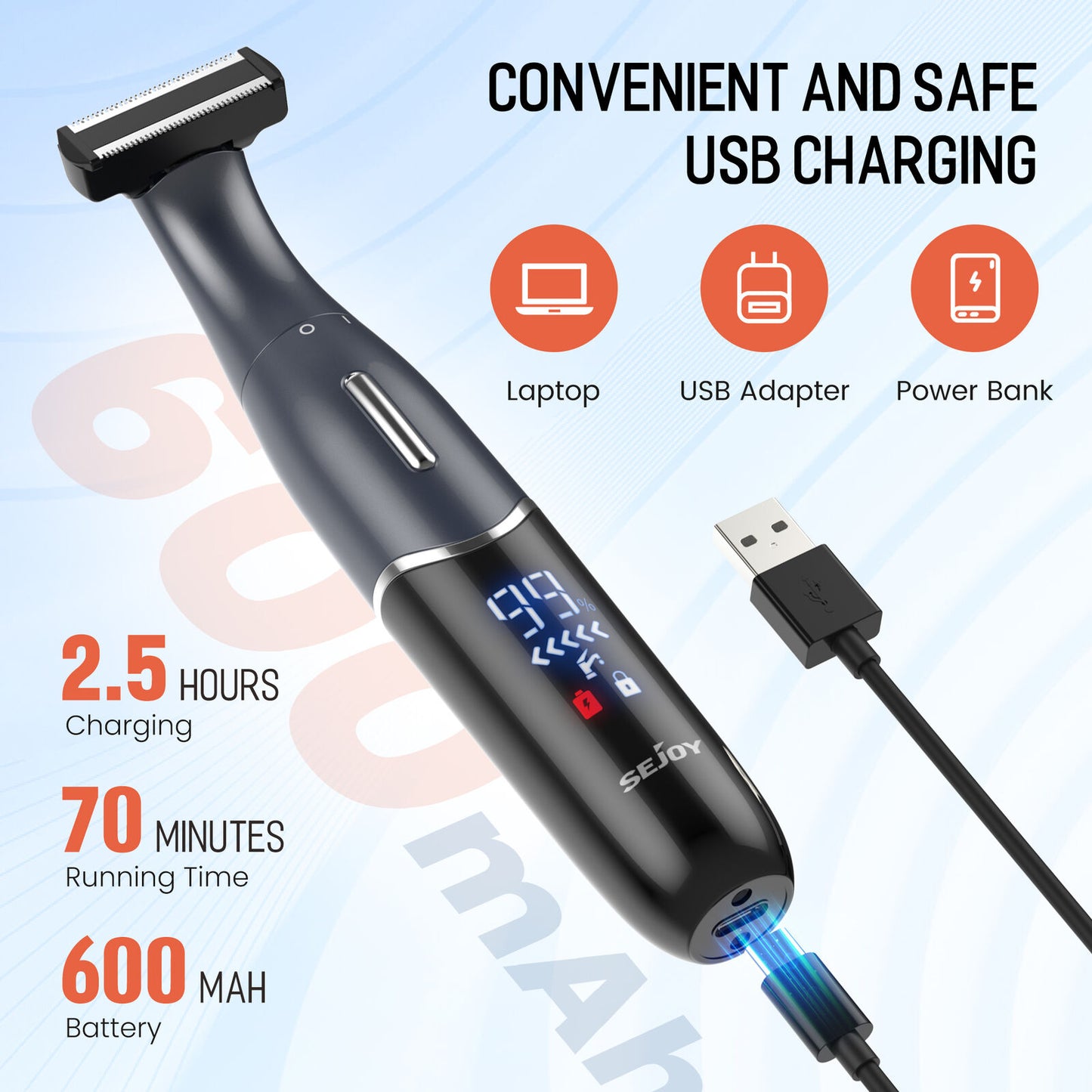 SEJOY 6In1 Electric Lady Shaver Painless Razor Bikini Trimmer Recharge Cordless