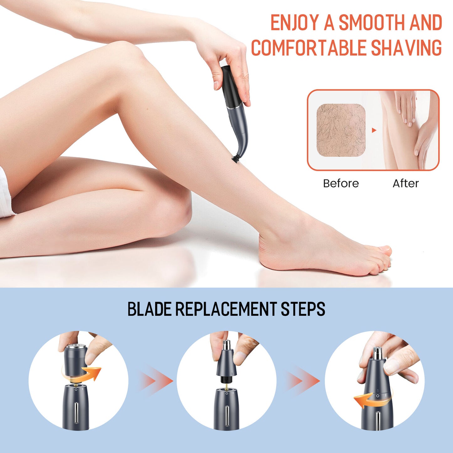SEJOY 6In1 Electric Lady Shaver Painless Razor Bikini Trimmer Recharge Cordless
