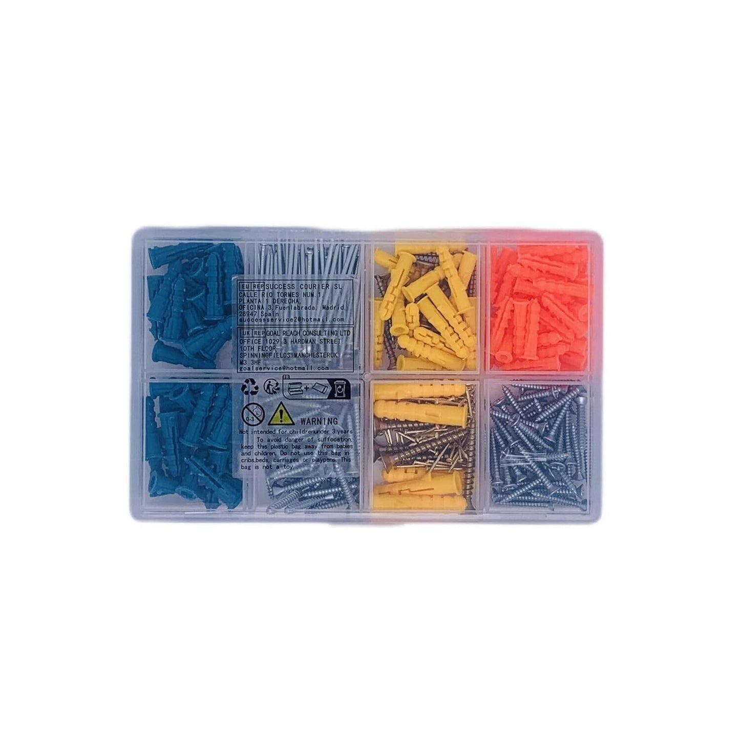 360 Pcs Plasterboard Screws and Wall Plugs and Nails Set,Assorted Masonry Brick