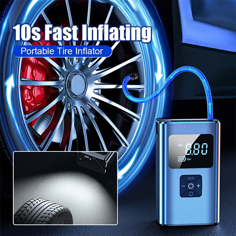 UK Car Tyre Inflator Cordless Digital Tire Air Compressor Pump USB Rechargeable