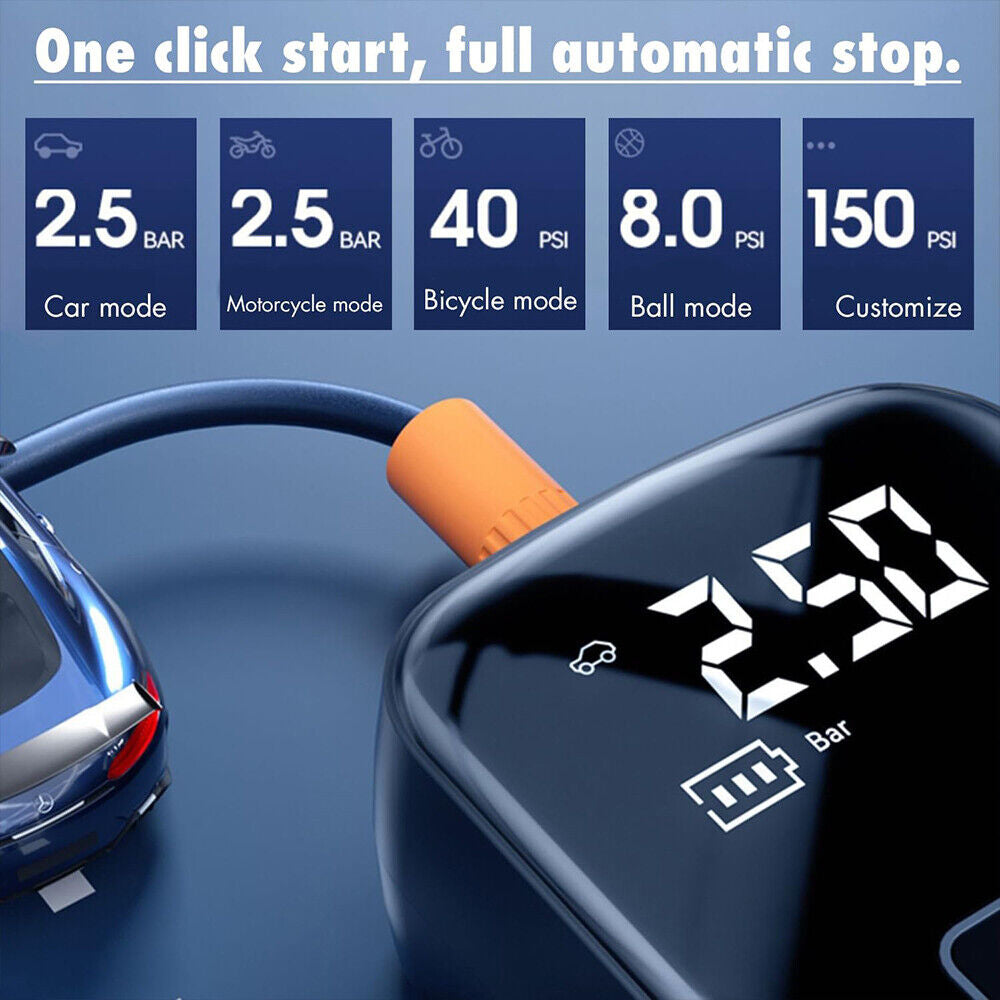 Car Tyre Inflator Cordless Digital USB Rechargeable Tire Air Compressor Pump UK