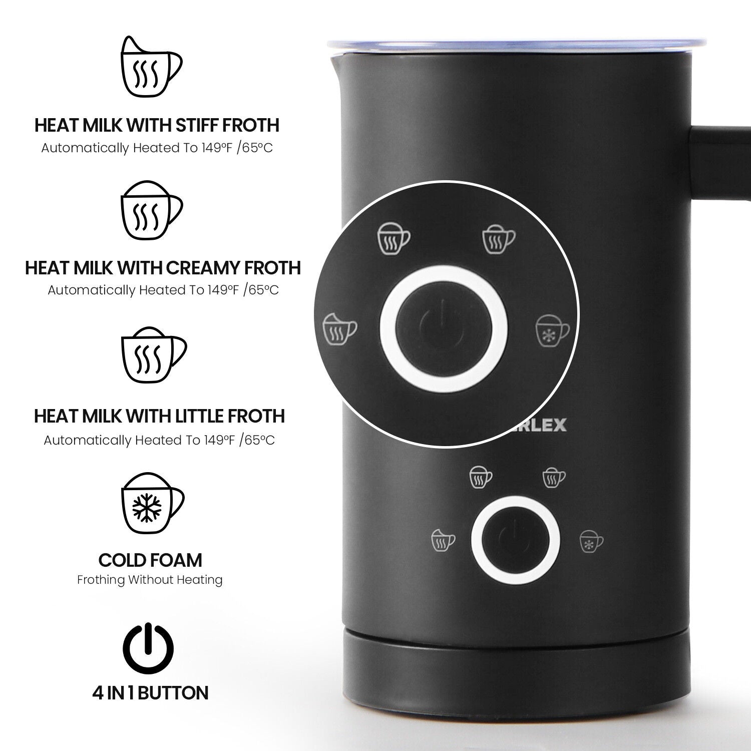 SUPERLEX Electric Milk Steamer Foaming & Coffee, Latte, Cappuccino,Hot Chocolate