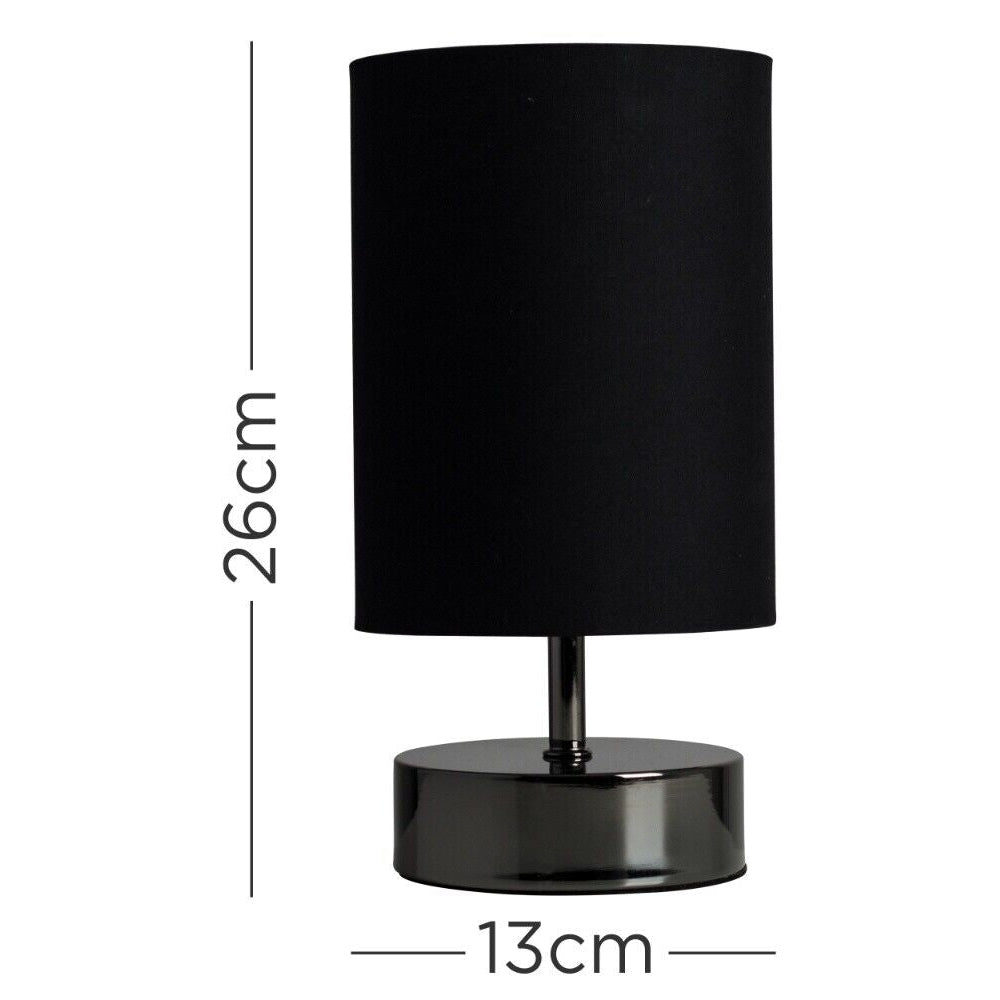 Touch Table Lamp Bedside Bedroom Dimmable Dimmer Light Black Lampshade Shade