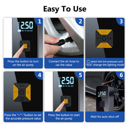 UK Car Tyre Inflator Cordless Digital USB Rechargeable Tire Air Compressor Pump
