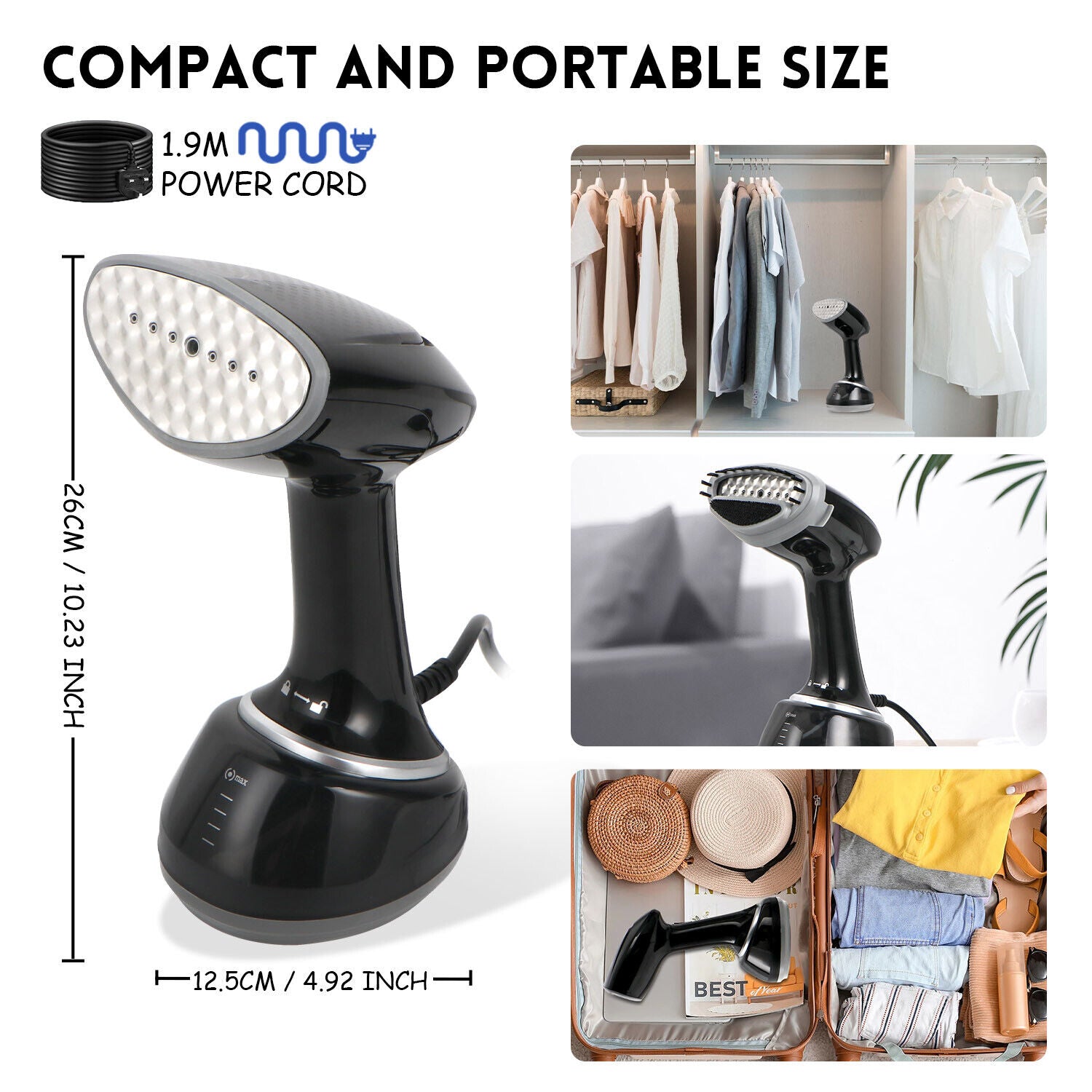 SUPERLEX Handheld Garment Clothes Steamer Portable Travel Steam Heat Iron 1700W