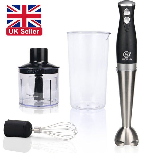 Handheld Blender Stick Food Processor Mixer Whisk & Chopper& Cup Stainless Steel