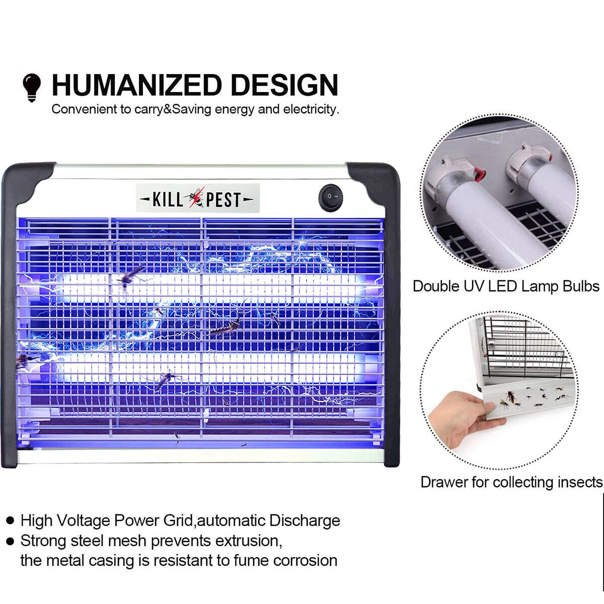 UK Electric Insect Killer Mosquito Fly Bug Zapper Pest Trap LED UV Indoor Lamp