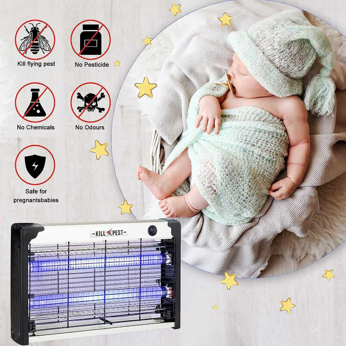 UK Electric Insect Killer Mosquito Fly Bug Zapper Pest Trap LED UV Indoor Lamp