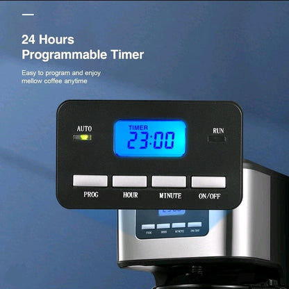 Coffee Maker, Filter Coffee Machine with Timer, 1.5L Programmable Drip Coffee Maker, 40Min Keep Warm & Anti-Drip System,