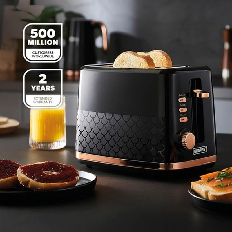 2 Slice Bread Toaster 7 Browning Levels Black Aurora Collection