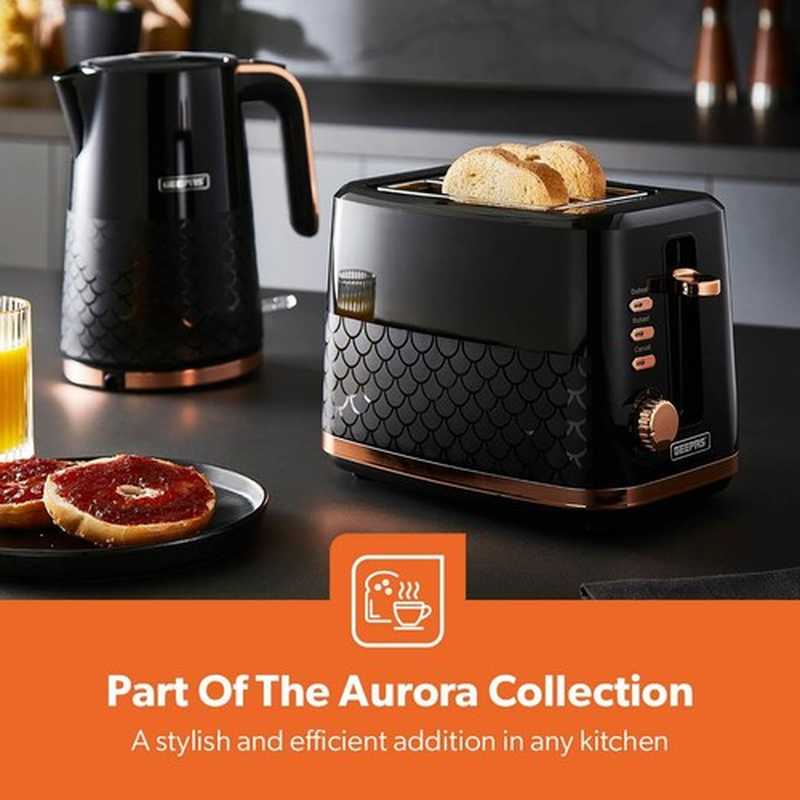 2 Slice Bread Toaster 7 Browning Levels Black Aurora Collection