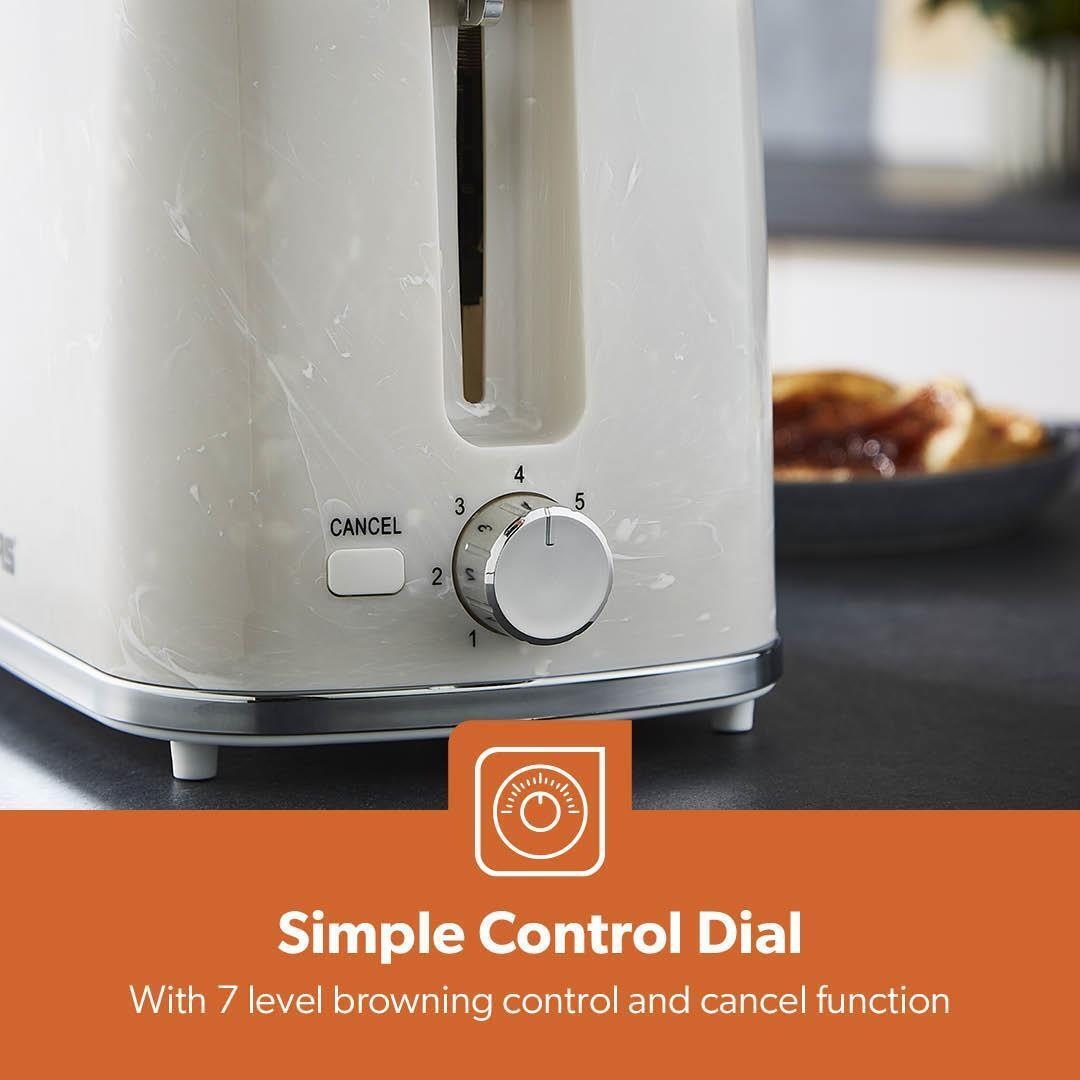 2 Slice Bread Toaster 7 Level Browning Control Crumb Tray Skye Collection