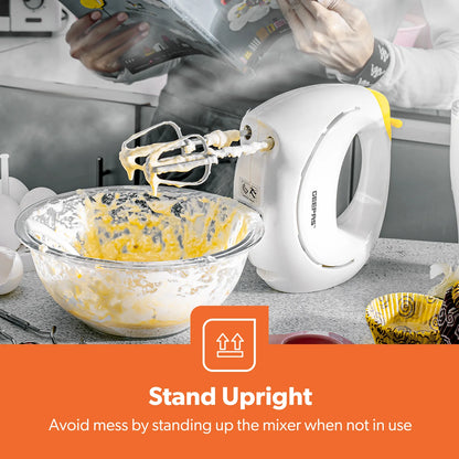 7-Speed White Turbo Hand Mixer with Whisk Attachment