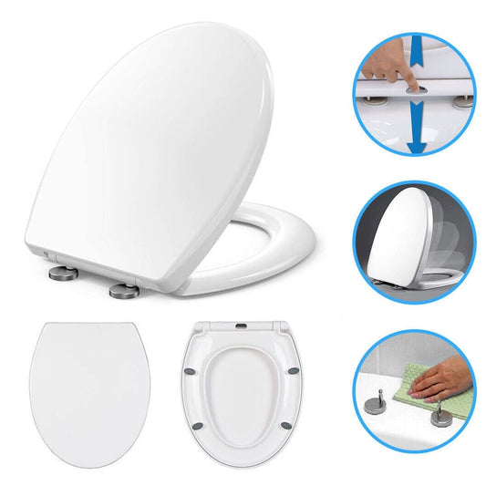 NEW LUXURY BATHROOM SLOW SOFT CLOSE WHITE TOILET SEAT SEATS WC HEAVY DUTY