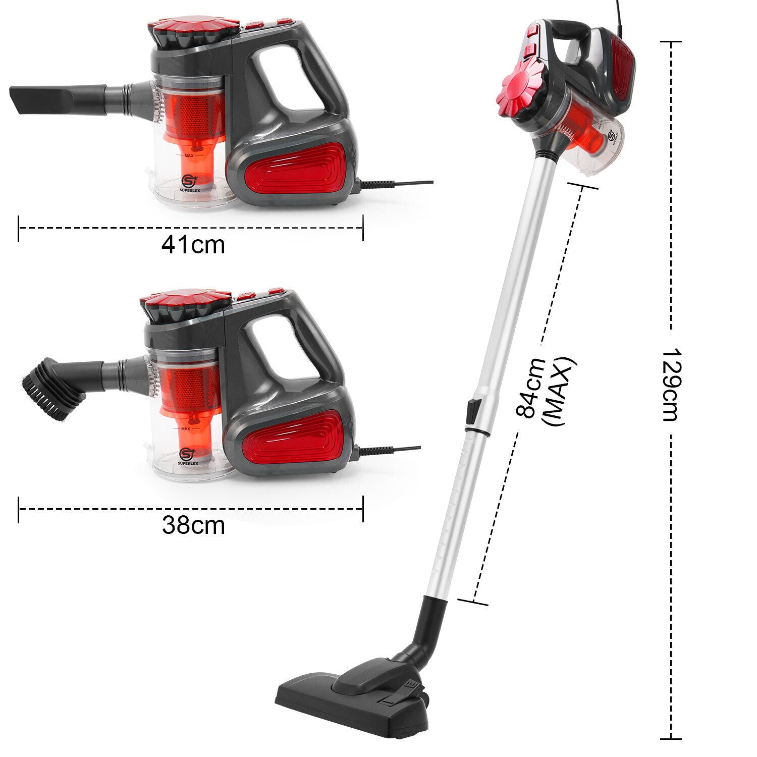 4-In-1 Bagless Vacuum Carpet Cleaner Handheld Lightweight Hoover Vac