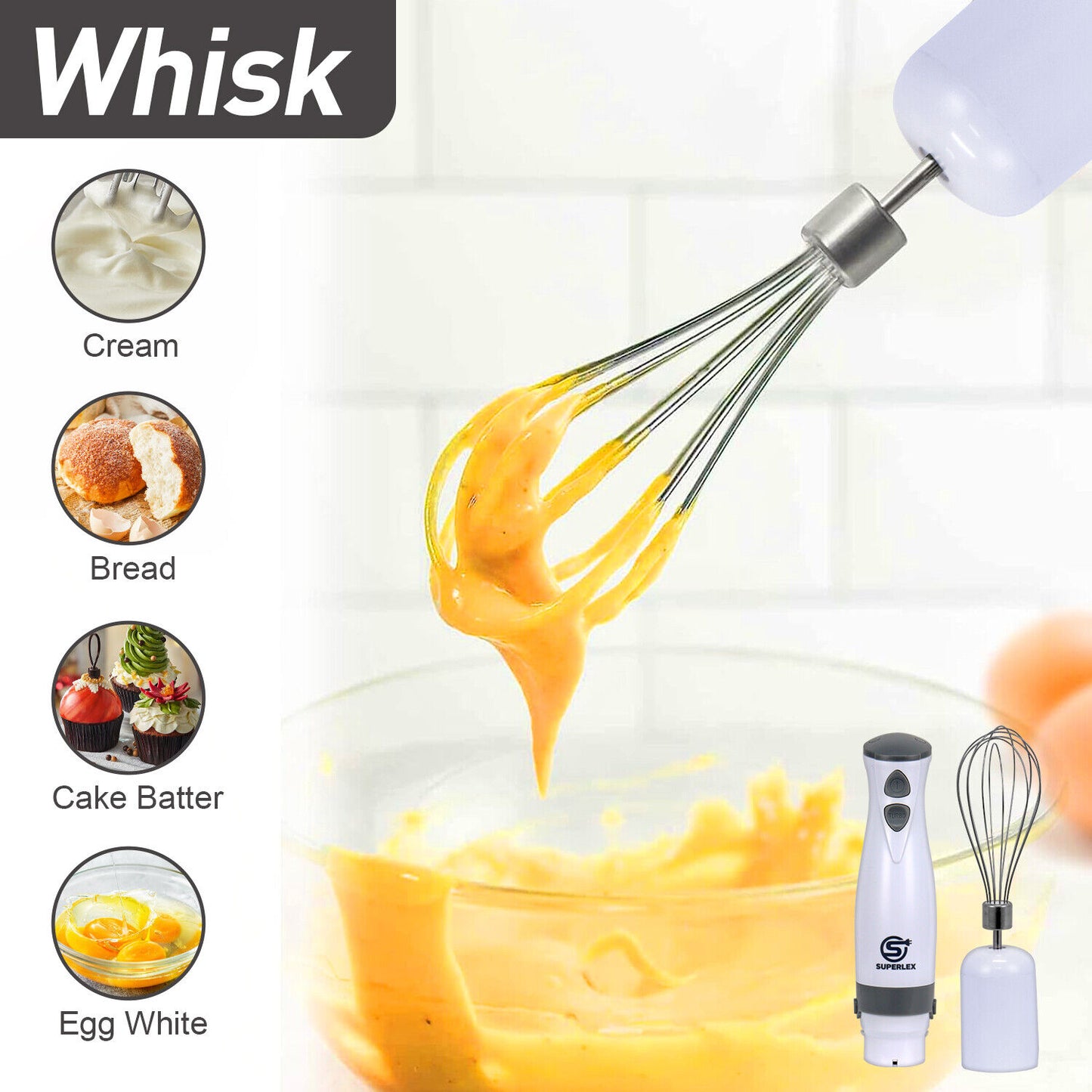 SUPERLEX Hand Blender & Whisk & Chopper Curry Puree Food Mixer &Liquidiser 700ML