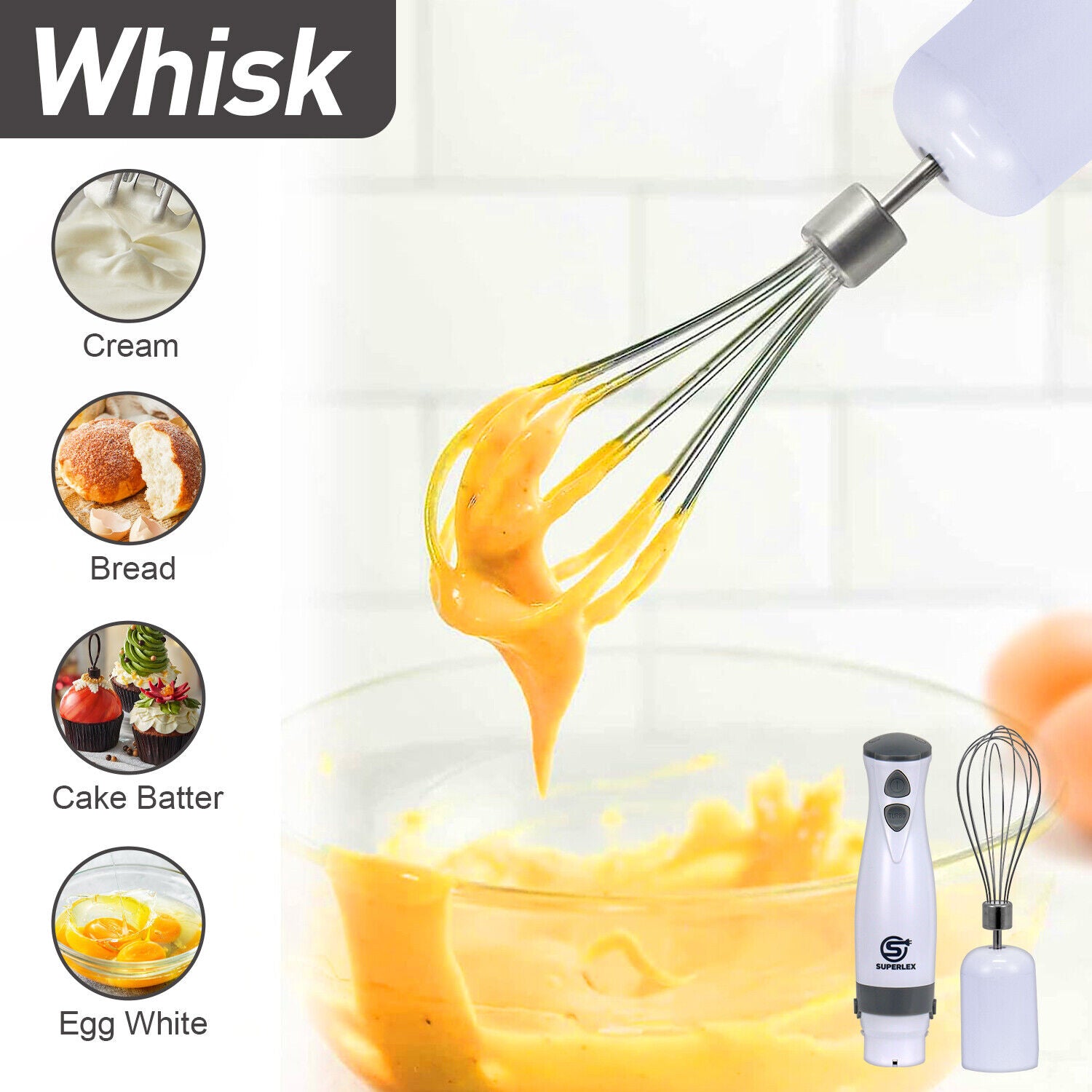 SUPERLEX Hand Blender & Whisk & Chopper Curry Puree Food Mixer &Liquidiser 700ML