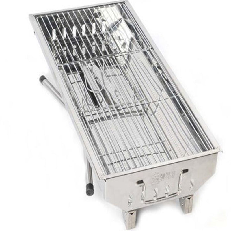 FOLDING BBQ CHARCOAL GRILL BARBECUE STOVE STAINLESS STEEL OUTDOOR CAMPING PICNIC