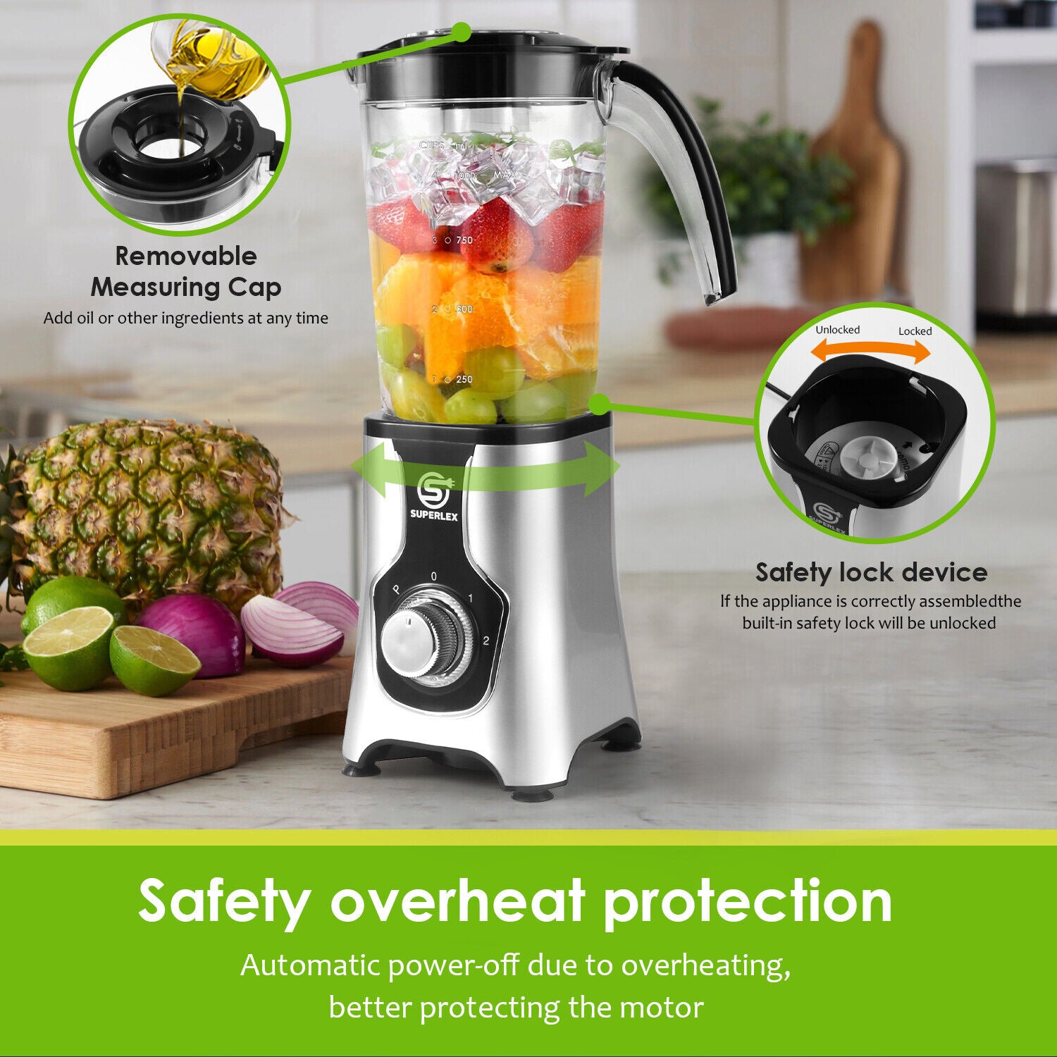 SUPERLEX 6-IN-1 Jug Blender Milkshake, Ice Crusher, Smoothies Maker, Fruit Juice