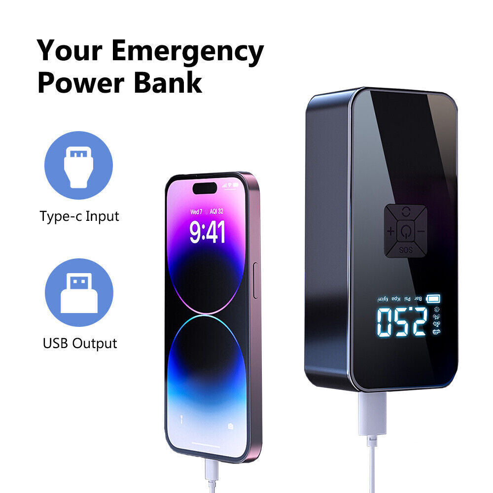 UK Car Tyre Inflator Cordless Digital USB Rechargeable Tire Air Compressor Pump