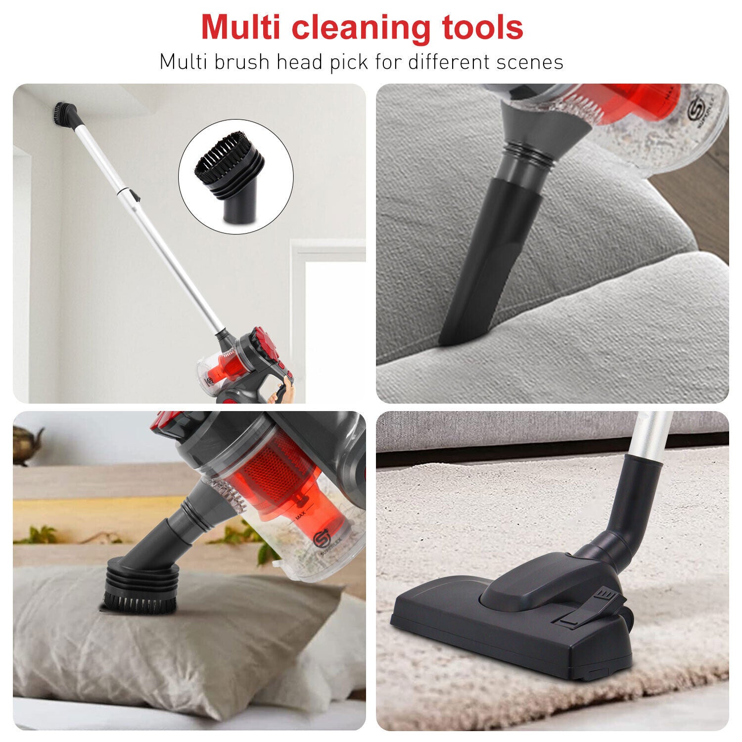 4-In-1 Bagless Vacuum Carpet Cleaner Handheld Lightweight Hoover Vac