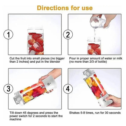 600ML Portable Mini Blender USB Rechargeable Juicer Cup Bottle Smoothie (White)