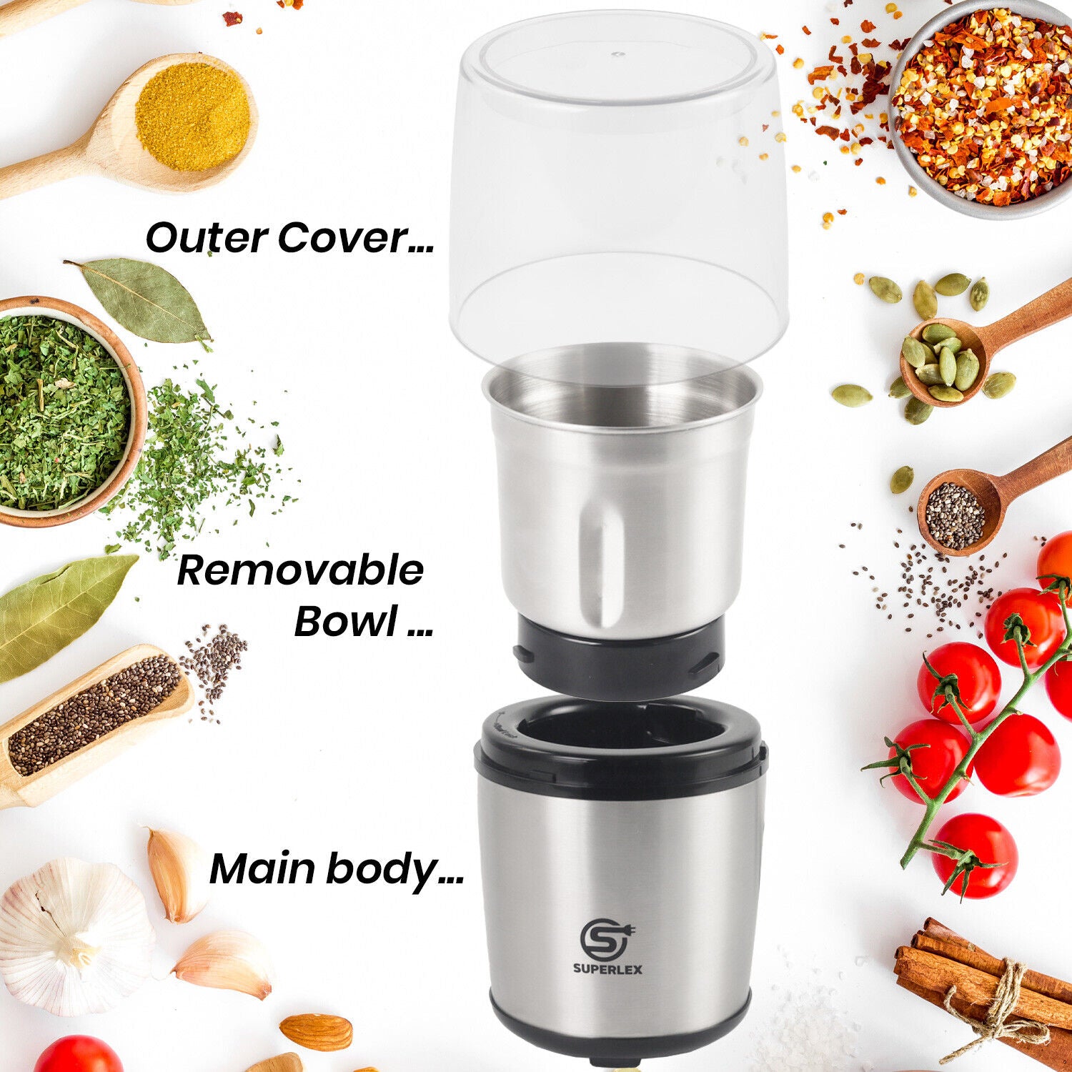 SUPERLEX Electric Coffee Grinder Easy Operation / Clean Milling Nut Bean Spice