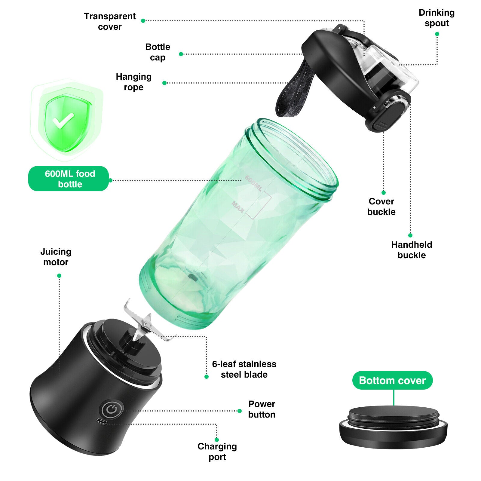 Portable Blender Smoothie Maker 6000ML Rechargeable Fruit Mixer Mini Juicer NEW
