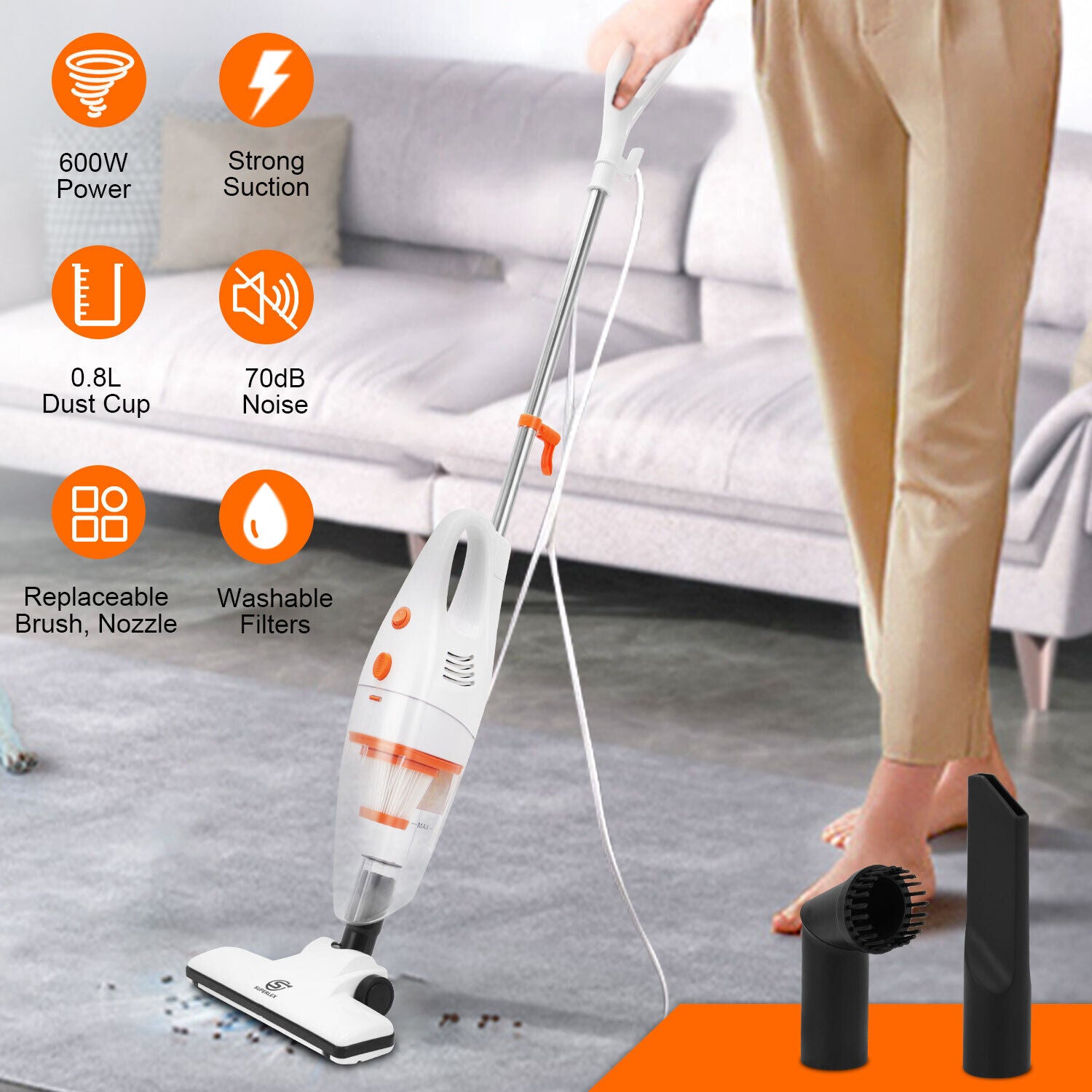 SUPERLEX Stick Vacuum Cleaner Bagless 3 in 1 Upright Handheld Lightweight Hoover