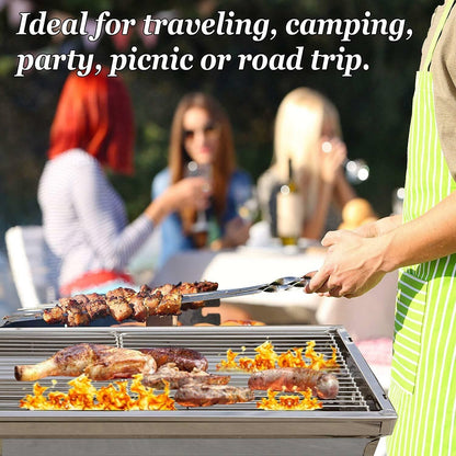FOLDING BBQ CHARCOAL GRILL BARBECUE STOVE STAINLESS STEEL OUTDOOR CAMPING PICNIC