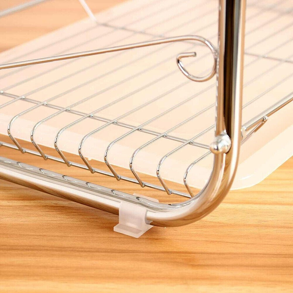 3 Tier Dish Drainer Rack with Drip Tray Kitchen Drying Rack Bowl Plate Holder UK - Scott3