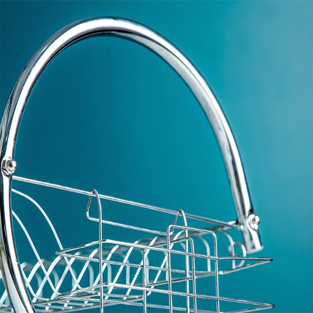 3 Tier Dish Drainer Rack with Drip Tray Kitchen Drying Rack Bowl Plate Holder UK - Scott3