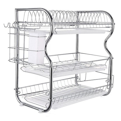 3 Tier Dish Drainer Rack with Drip Tray Kitchen Drying Rack Bowl Plate Holder UK - Scott3