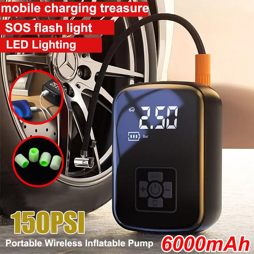 Car Tyre Inflator Cordless Digital USB Rechargeable Tire Air Compressor Pump UK