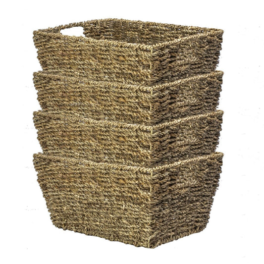 Natural Seagrass Storage Basket - Set of 4 Eco-Friendly Woven Basket | M&W
