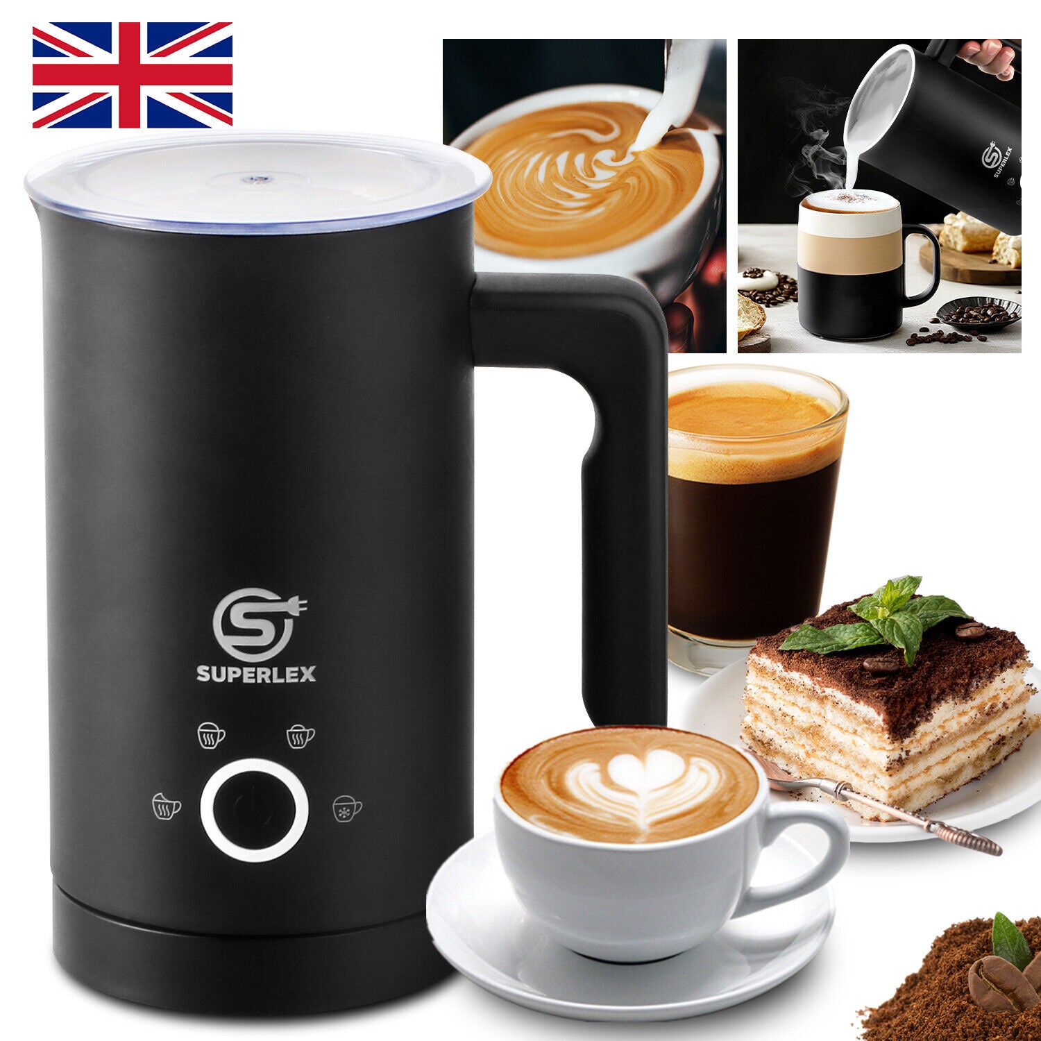 SUPERLEX Electric Milk Steamer Foaming & Coffee, Latte, Cappuccino,Hot Chocolate