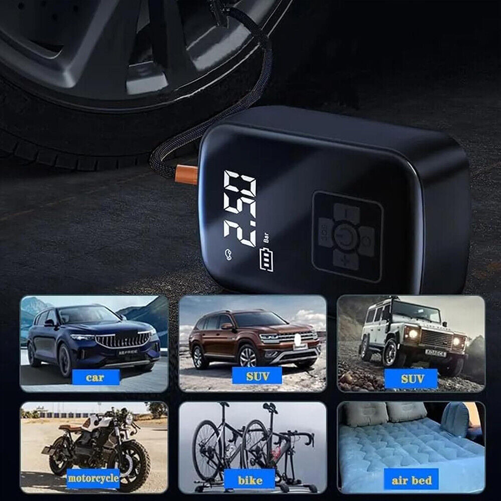 Car Tyre Inflator Cordless Digital USB Rechargeable Tire Air Compressor Pump UK