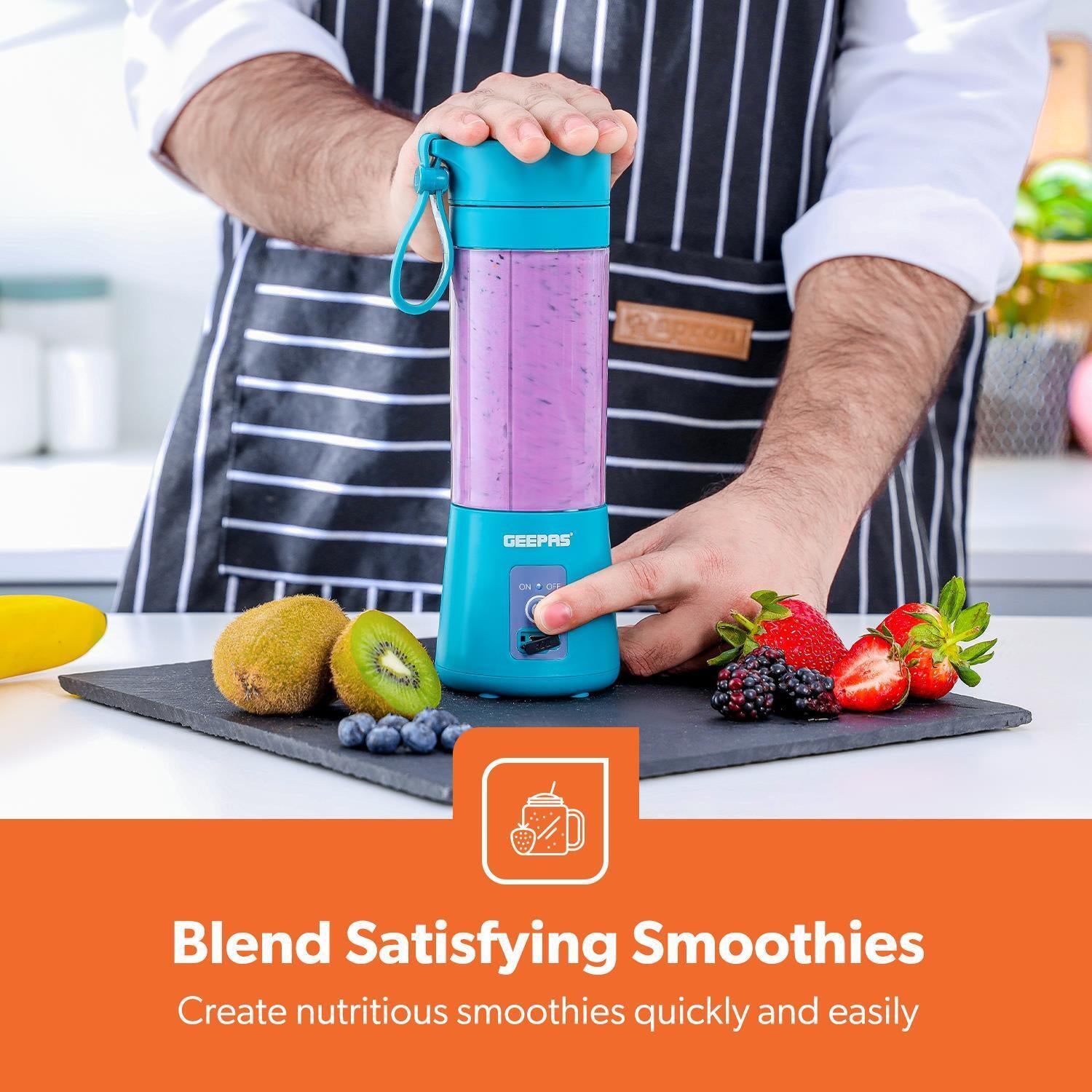 Portable Blender Smoothie Maker 330ML Rechargeable Fruit Mixer Mini Juicer Green