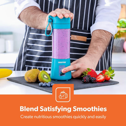 Portable Blender Smoothie Maker 330ML Rechargeable Fruit Mixer Mini Juicer Green