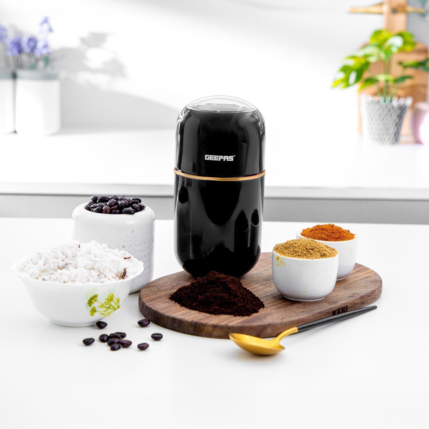80G Coffee Grinder Stainless Steel Blades Dried Spice Nuts Herbs Mill 200W Black