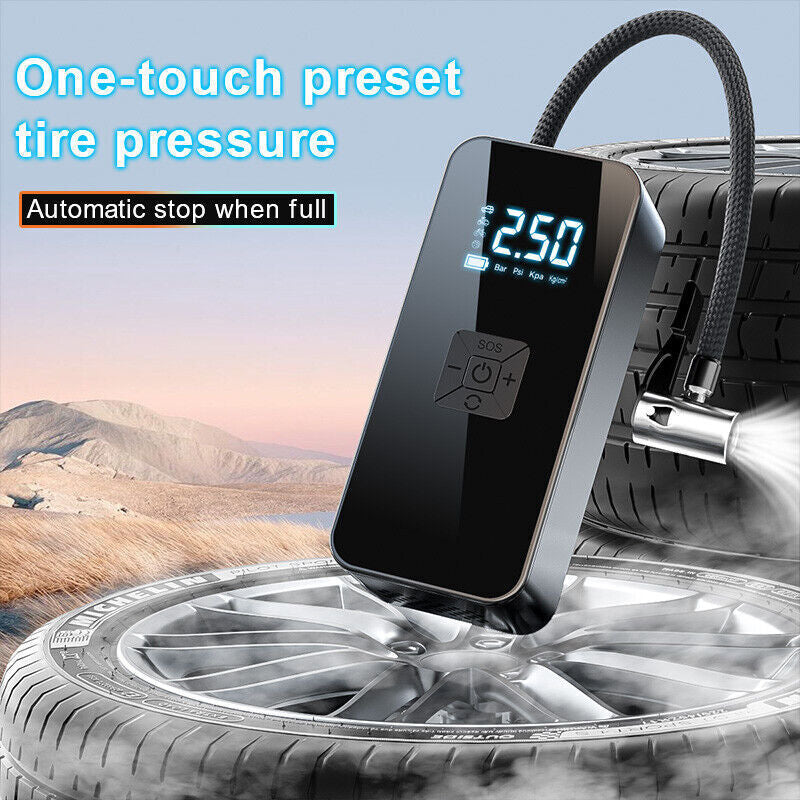 UK Car Tyre Inflator Cordless Digital USB Rechargeable Tire Air Compressor Pump