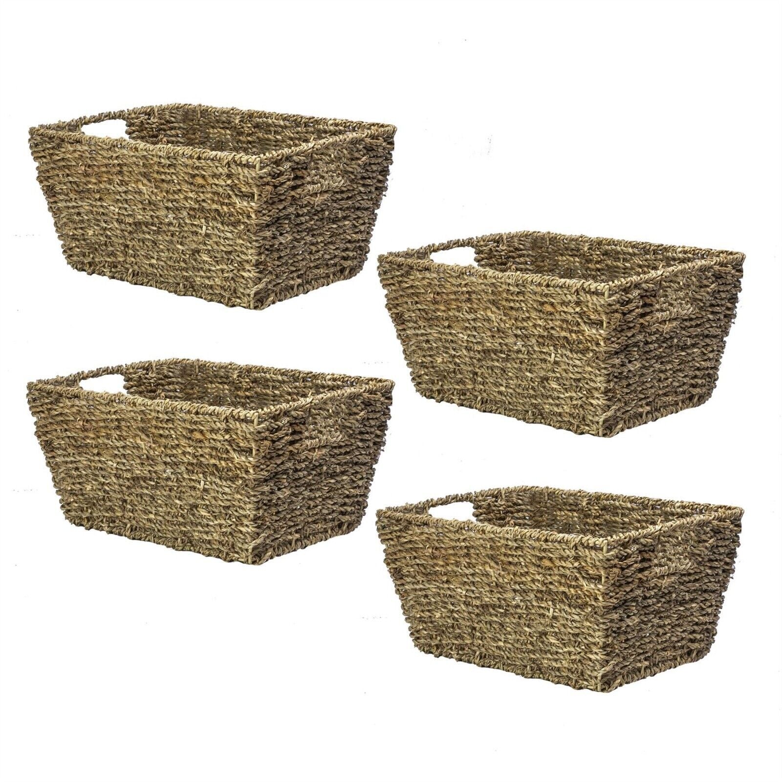 Natural Seagrass Storage Basket - Set of 4 Eco-Friendly Woven Basket | M&W