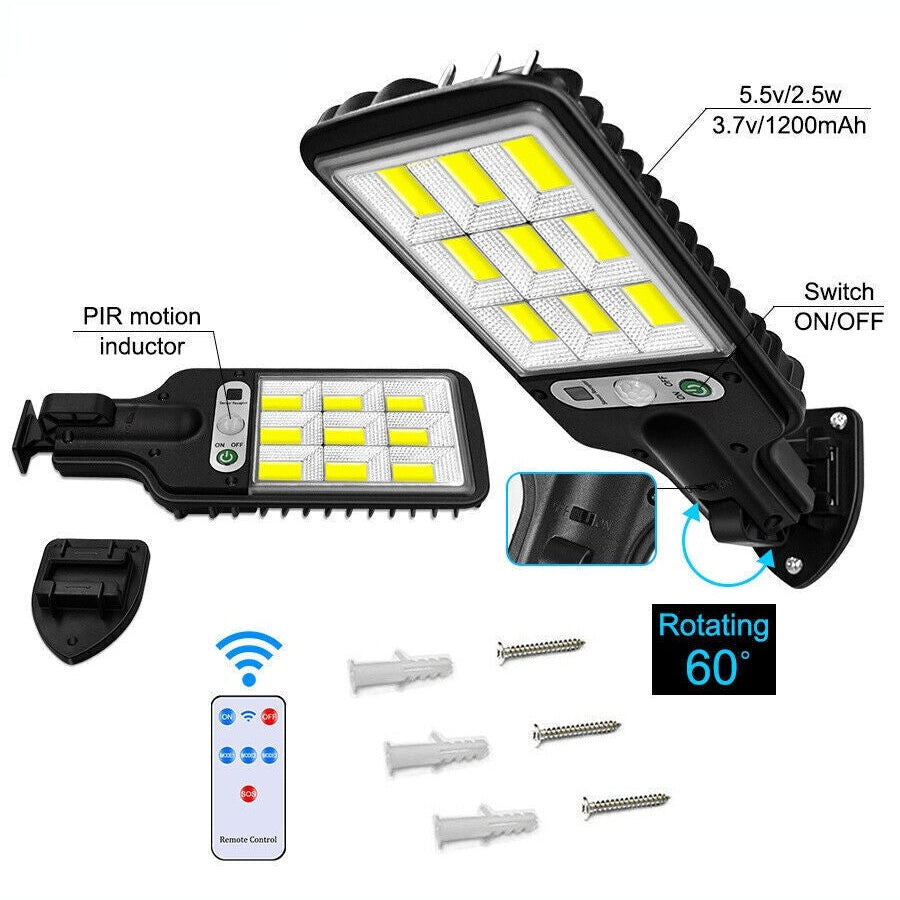 6000W LED Solar Street Wall Light PIR Motion Sensor Security Outdoor Garden Lamp