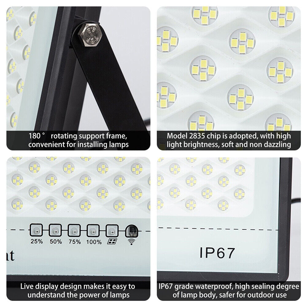 300W 200 LED Solar Light Flood Security Wall Yard Street Outdoor Garden Lamp