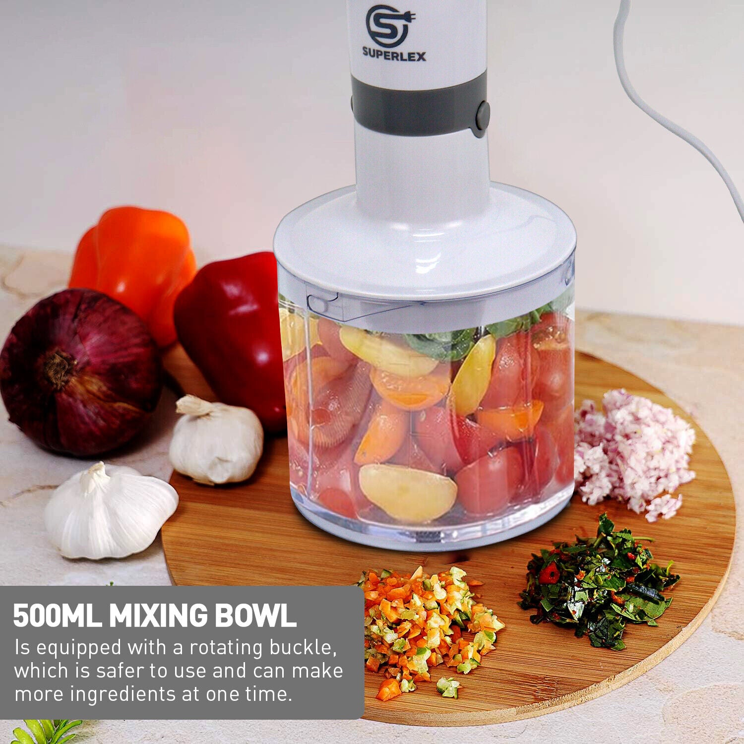 SUPERLEX Hand Blender & Whisk & Chopper Curry Puree Food Mixer &Liquidiser 700ML