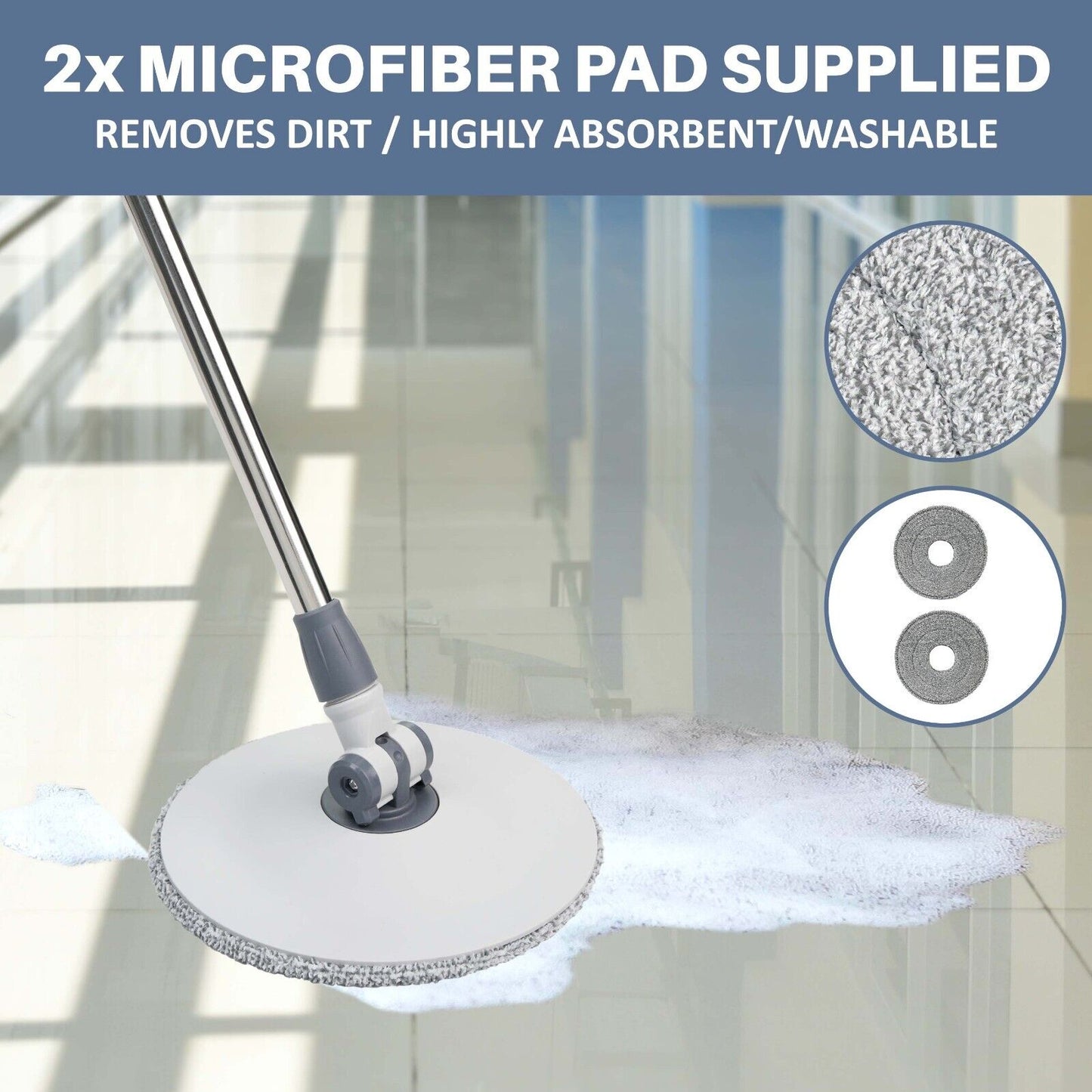 Self-Cleaning 360-Degree Rotate Spin Microfiber Mop and Bucket Set Washing Dry