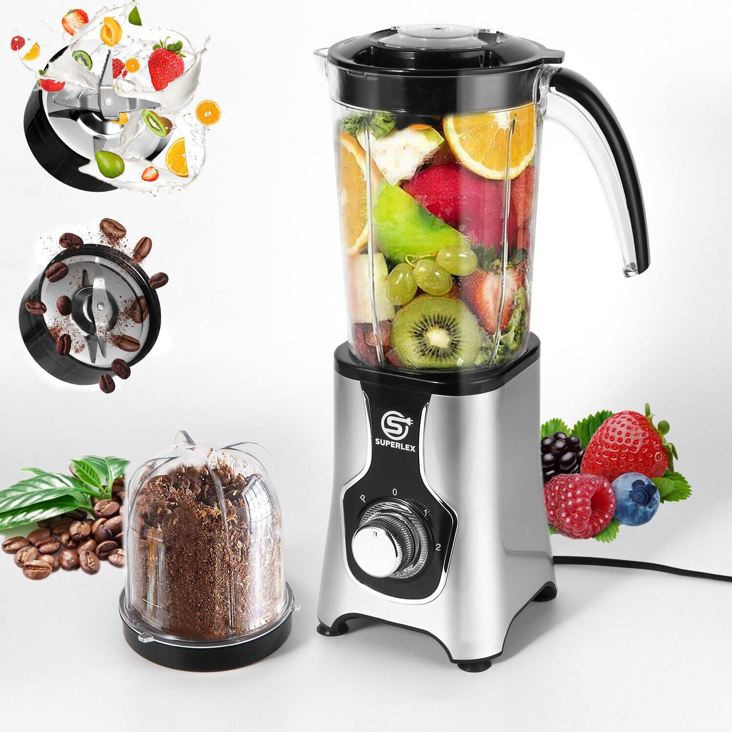 SUPERLEX 6-IN-1 Jug Blender Milkshake, Ice Crusher, Smoothies Maker, Fruit Juice